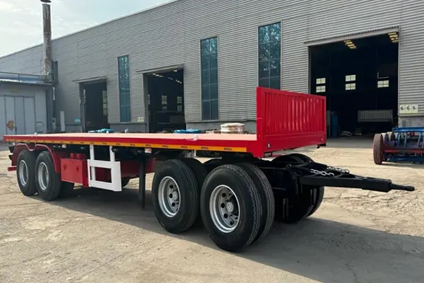 4 Axle Flatbed Drawbar Πλήρες ρυμουλκούμενο με Dolly θα σταλεί στη Νιγηρία